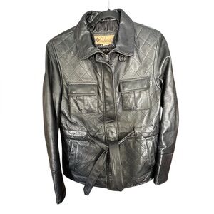Columbia Black Quilted Leather Jacket